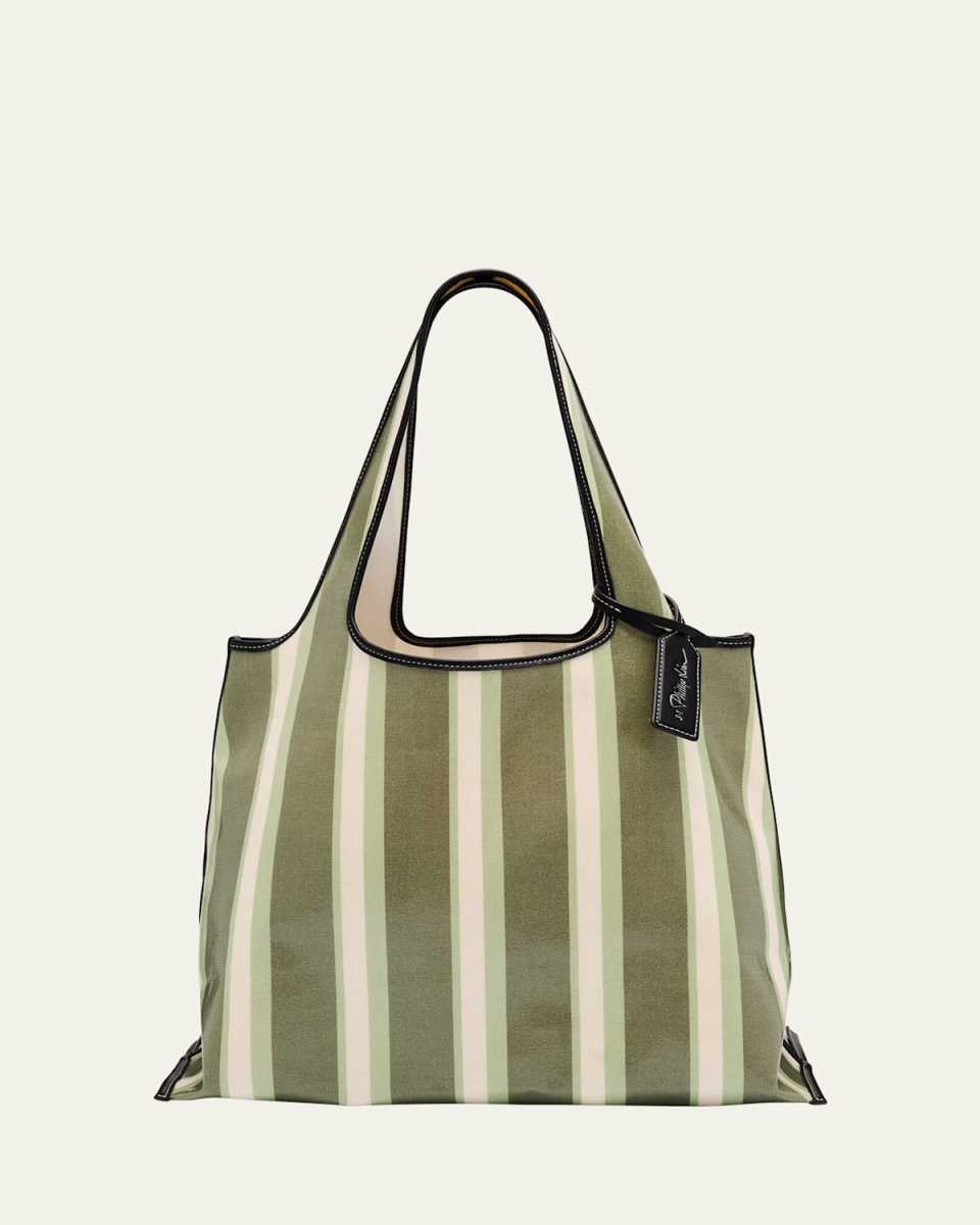 Striped Canvas Market Tote Bag